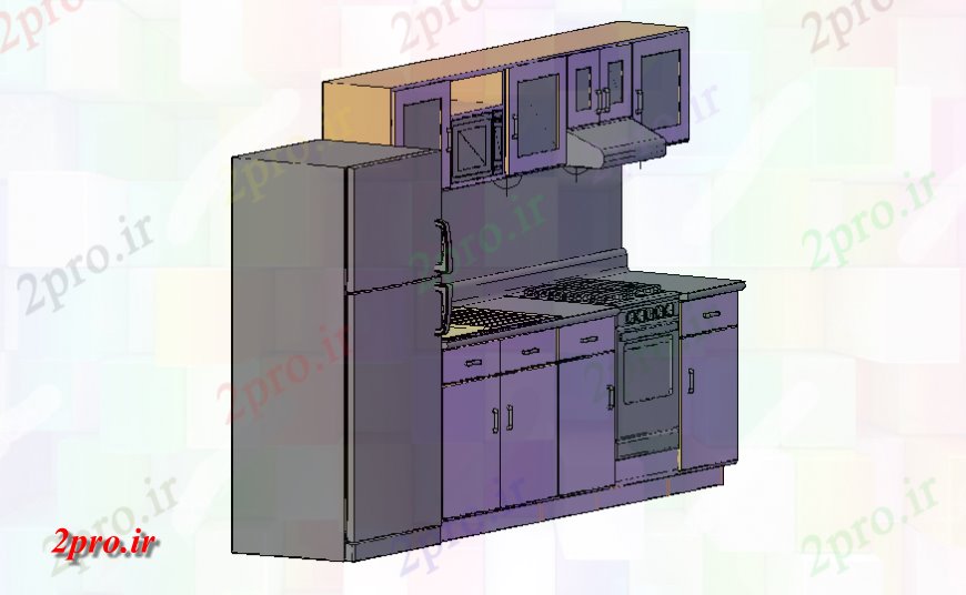 دانلود نقشه آشپزخانه مبلمان آشپزخانه  (کد135768)