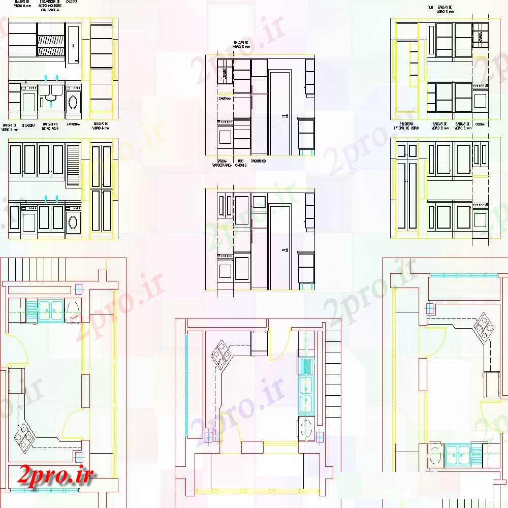 دانلود نقشه آشپزخانه طرحی آشپزخانه (کد135777)