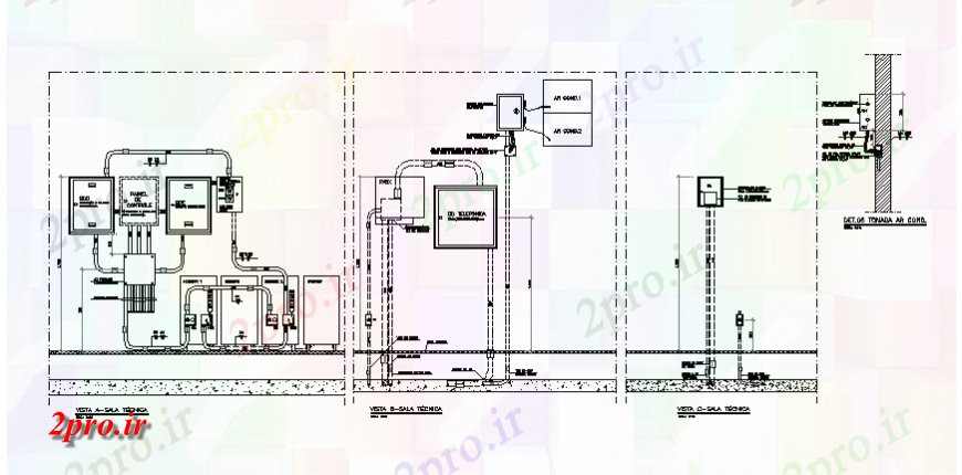 دانلود نقشه اتوماسیون و نقشه های برق سیم کشی تلفن فنی جزئیات عمودی طراحی  (کد135799)