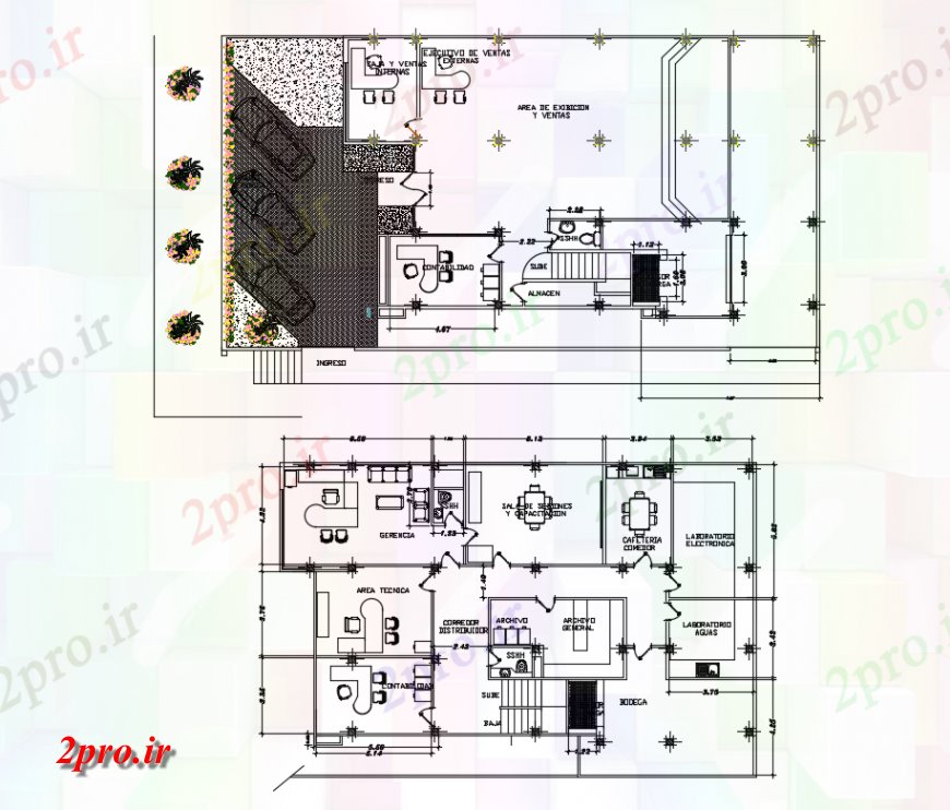 دانلود نقشه ساختمان اداری - تجاری - صنعتی طرحی طبقه از ساختمان شرکت های بزرگ طراحی 14 در 21 متر (کد135845)