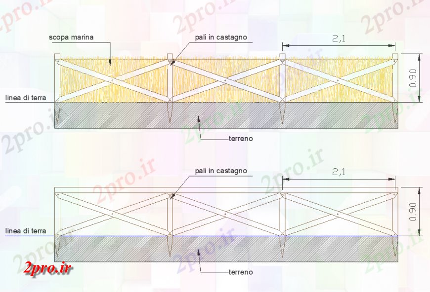دانلود نقشه طراحی جزئیات ساختار دیوار مرکب جزئیات نرده طرحی  دو بعدی  (کد135846)