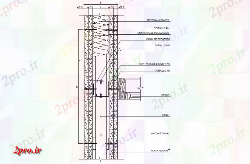 دانلود نقشه طراحی جزئیات ساختار طراحی جزئیات اتصال دیوار سازه  (کد135857)