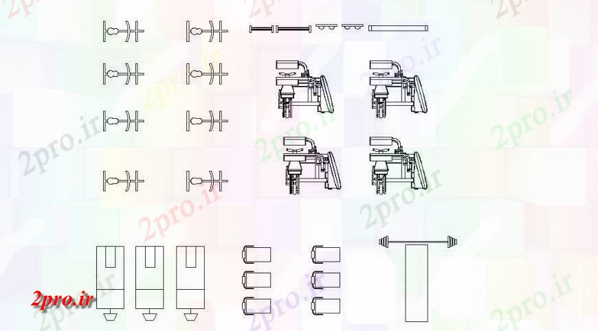 دانلود نقشه بلوک ، آرام ، نماد تجهیزات سالن های بدنسازی مدل طراحی جزئیات (کد135902)