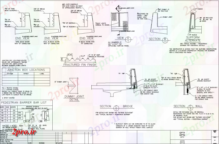 دانلود نقشه جزئیات ساخت پل ومن مانع لیست نوار از جزئیات طراحی  (کد135935)