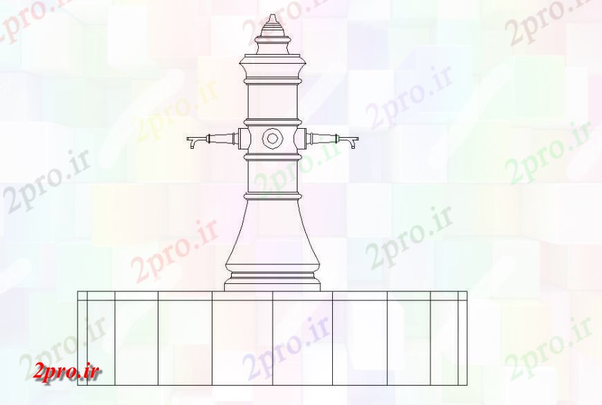 دانلود نقشه بلوک ، آرام ، نماد پمپ آب سنتی دو بعدی  جزئیات (کد135971)