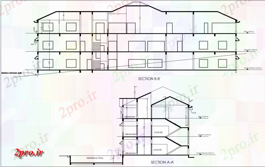 دانلود نقشه مسکونی  ، ویلایی ، آپارتمان  طولی جزئیات آپارتمان   و جزئیات مقطع (کد135988)