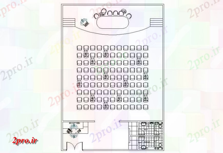 دانلود نقشه هایپر مارکت - مرکز خرید - فروشگاه سالن بالای صفحه طرحی جزئیات 12 در 18 متر (کد135990)