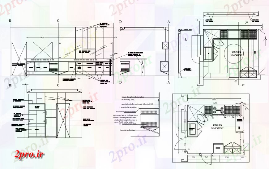 دانلود نقشه آشپزخانه جزئیات آشپزخانه نما ساختار، برنامه ریزی و بخش دو بعدی   (کد135994)