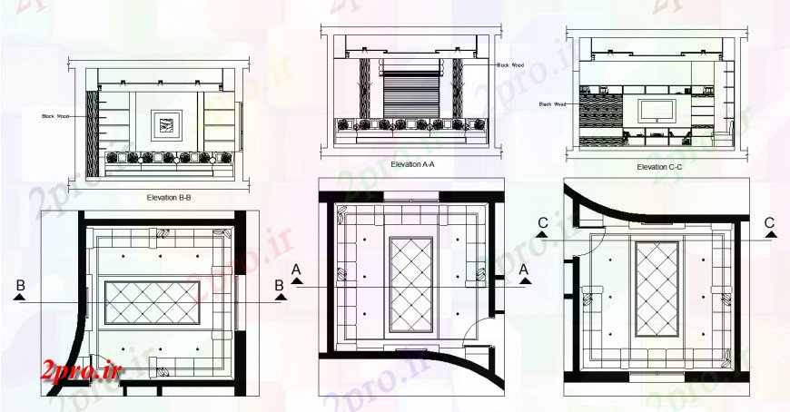 دانلود نقشه اتاق نشیمن  ، حال ، پذیرایی داخلی طراحی از اتاق  (کد135999)