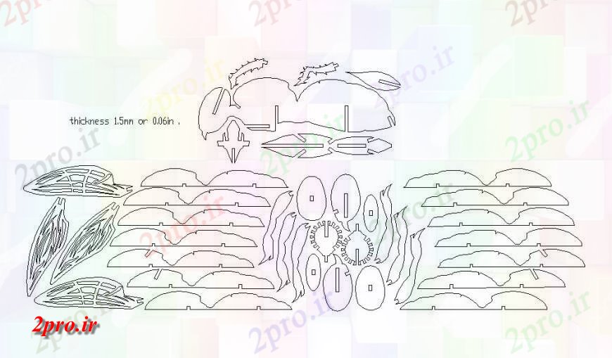 دانلود نقشه درختان و گیاهان بالا  جزئیات گیاه مدل دو بعدی  (کد136020)