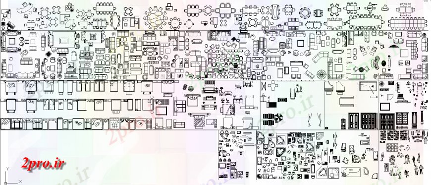 دانلود نقشه بلوک مبلمان انواع مختلف از بلوک مبلمان طراحی  (کد136021)