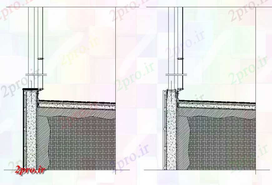 دانلود نقشه طراحی جزئیات ساختار بخش دیوار جزئیات  دو بعدی   (کد136027)