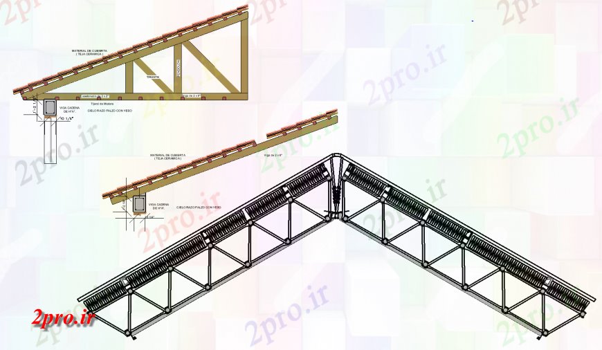 دانلود نقشه طراحی جزئیات ساختار جزئیات سقف خرپا؛ بخش طراحی  (کد136052)