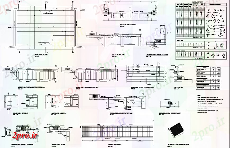 دانلود نقشه طراحی جزئیات ساختار طراحی پل بتنی  (کد136084)