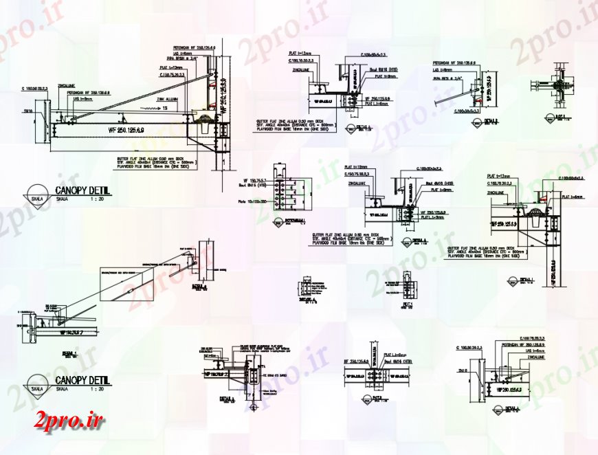 دانلود نقشه جزئیات لوله کشی سایبان اتصال و ساخت و ساز لوله کشی  (کد136085)