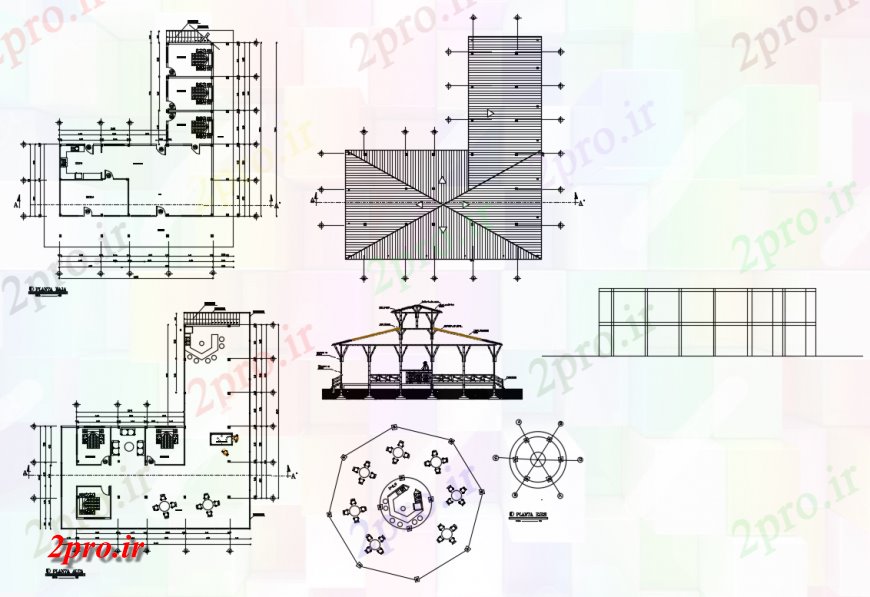 دانلود نقشه مسکونی  ، ویلایی ، آپارتمان  جزئیات کشور طرحی طبقه خانه با باغ   الاچیق طراحی جزئیات  (کد136090)