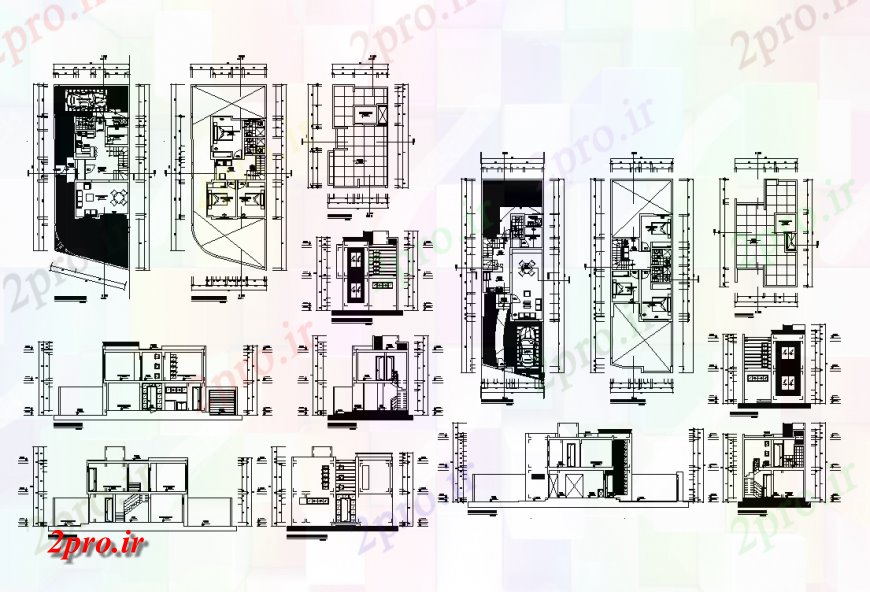 دانلود نقشه مسکونی  ، ویلایی ، آپارتمان  طرحی اقامت خانواده و نما با معماری   (کد136091)