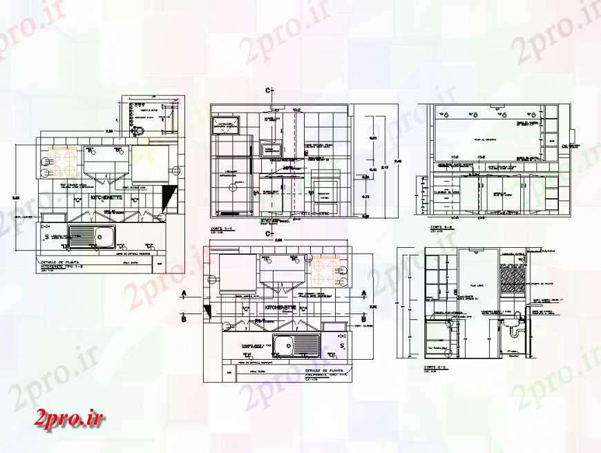 دانلود نقشه آشپزخانه بخش آشپزخانه و جزئیات طرحی با افسانه های الکتریکی  (کد136119)