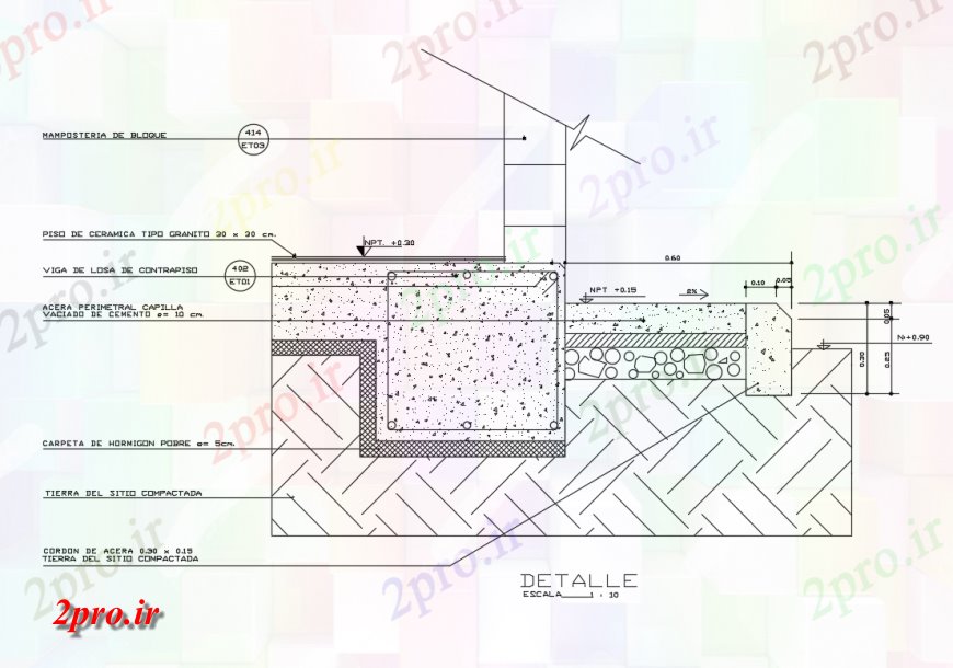 دانلود نقشه طراحی جزئیات ساختار پایه محیط سمت راه رفتن جزئیات ساختار سازنده  (کد136126)