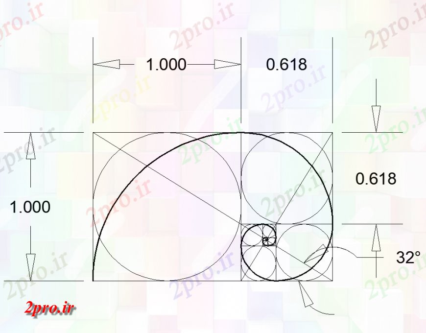 دانلود نقشه بلوک ، آرام ، نماد ساخت و ساز هندسی با طراحی نما سیکلوئید (کد136130)