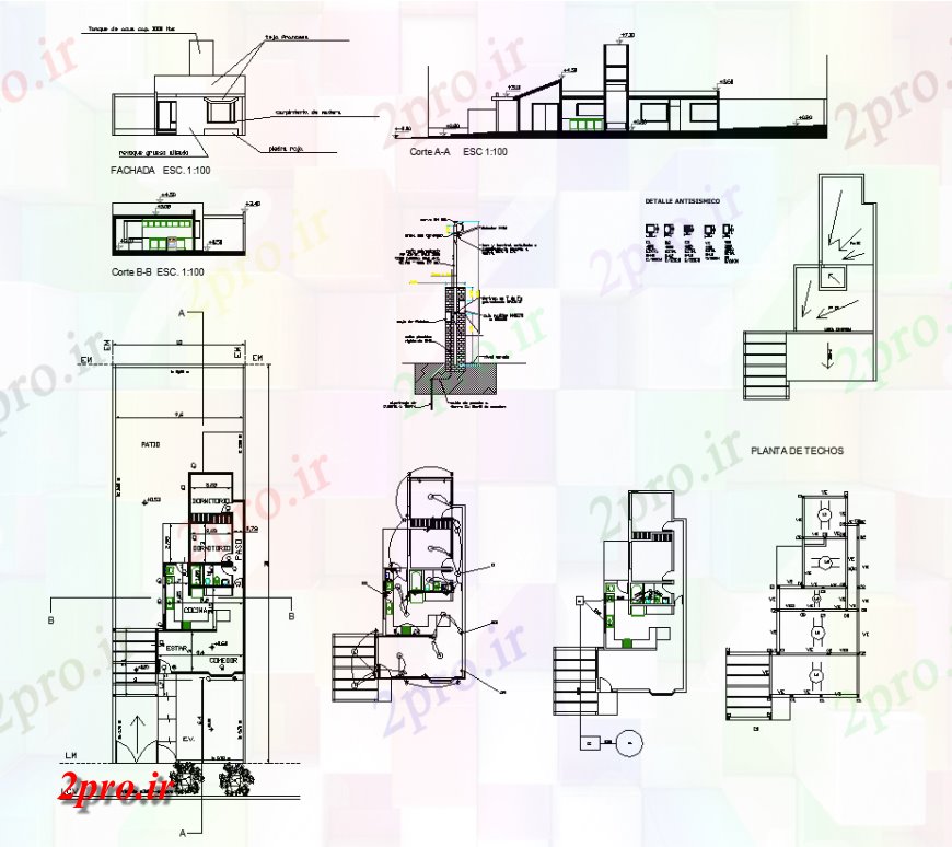 دانلود نقشه جزئیات ستون طرحی و نما با سطح مقطع ستون با جزئیات (کد136156)