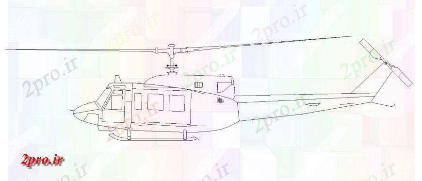 دانلود نقشه بلوک وسایل نقلیه هلیکوپتر مدل دو بعدی    (کد136171)