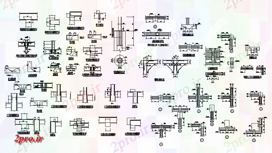 دانلود نقشه طراحی جزئیات ساختار فلزی ساخت و ساز جزئیات مشترک رسم (کد136182)