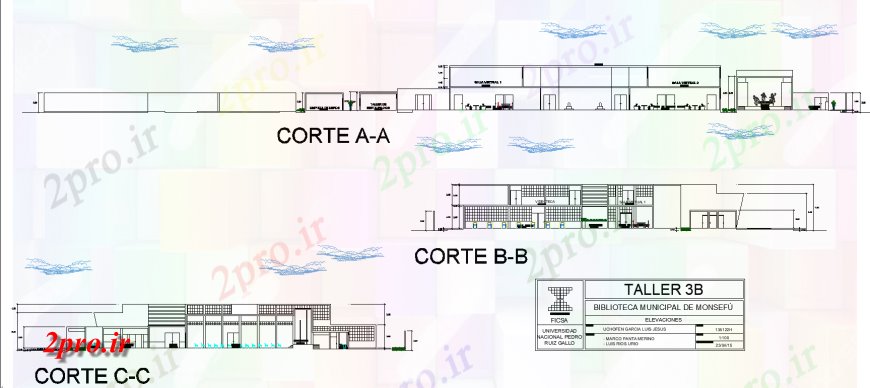 دانلود نقشه ساختمان دولتی ، سازمانی شهری طراحی جزئیات کتابخانه 52 در 89 متر (کد136222)