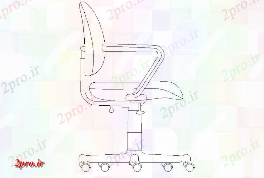 دانلود نقشه بلوک مبلمان با دید جانبی از یک طراحی صندلی اداری مدل دو بعدی    (کد136230)