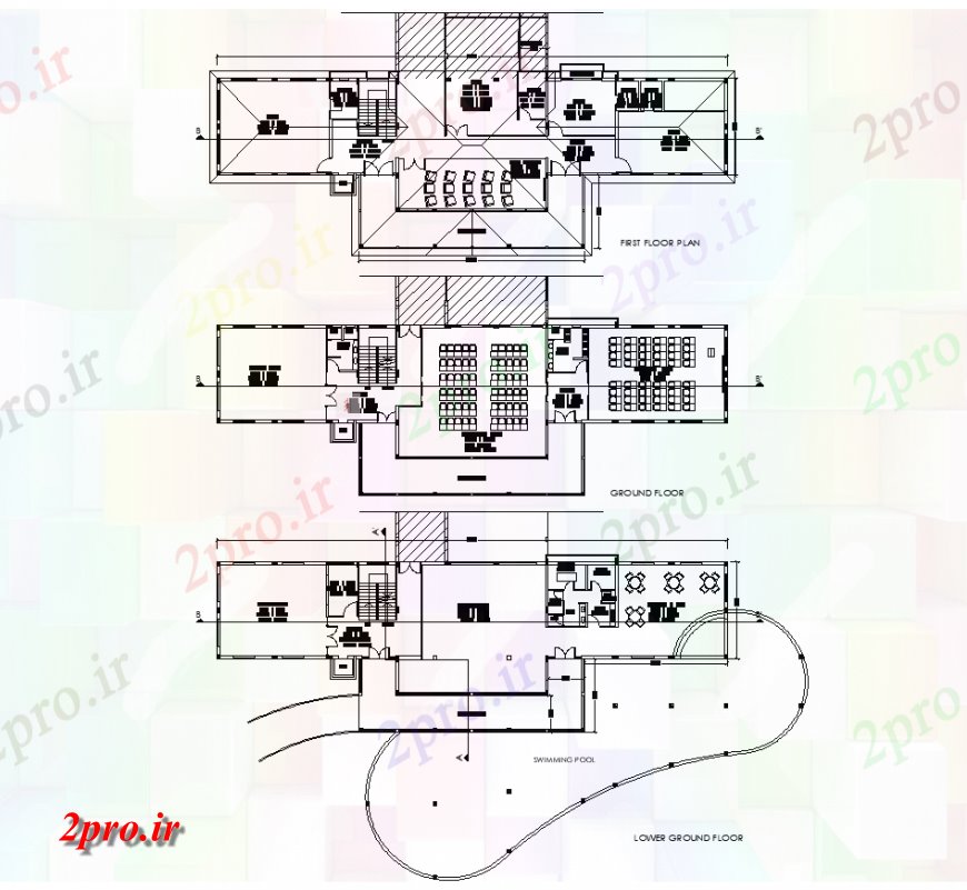 دانلود نقشه ساختمان دولتی ، سازمانی ساختمان کتابخانه کوچک طراحی 10 در 41 متر (کد136232)