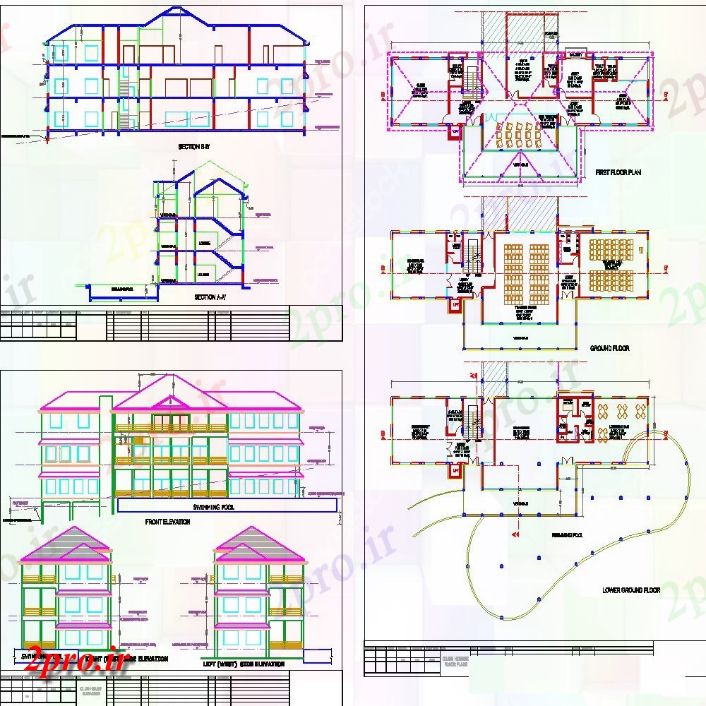 دانلود نقشه ساختمان دولتی ، سازمانی طراحی جزئیات از ساختمان کتابخانه 10 در 41 متر (کد136233)