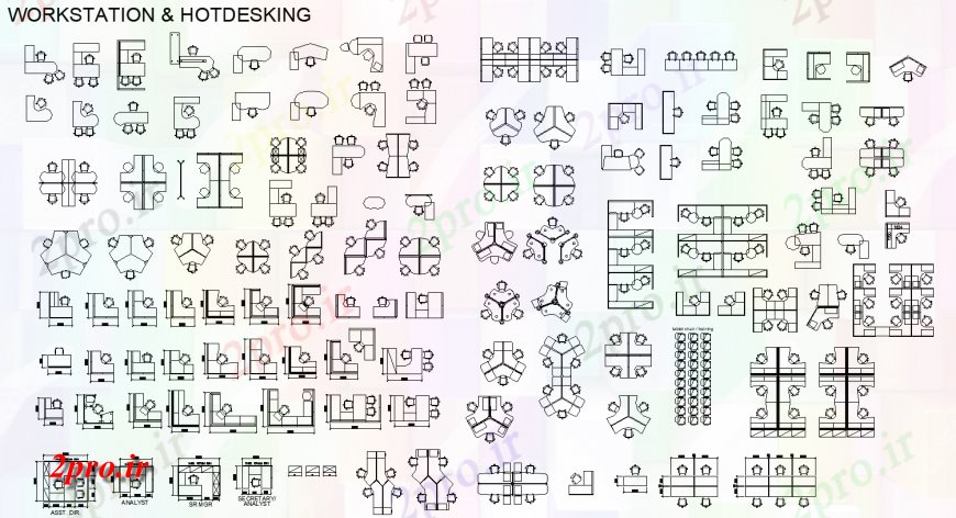 دانلود نقشه بلوک مبلمان مبلمان  از ایستگاه کار و desking گرم  (کد136235)