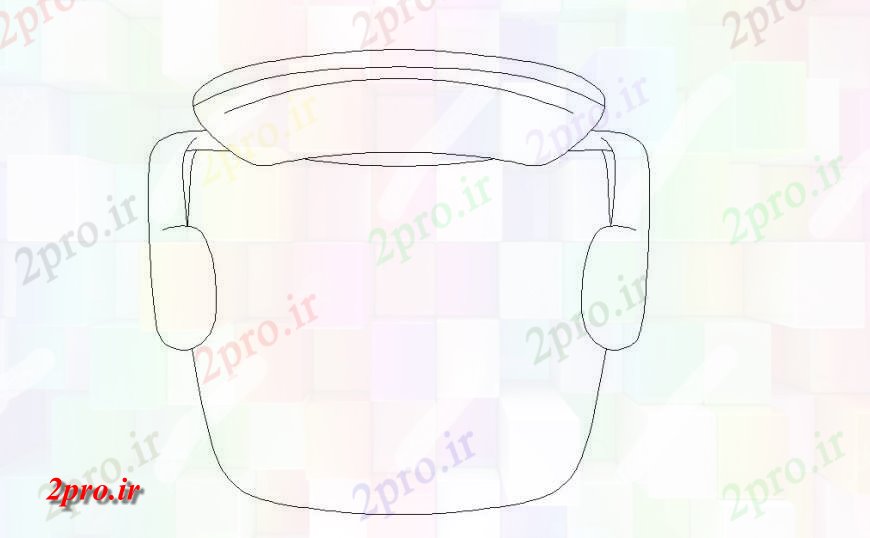 دانلود نقشه بلوک مبلمان نمای بالای یک صندلی دفتر دو بعدی  (کد136236)