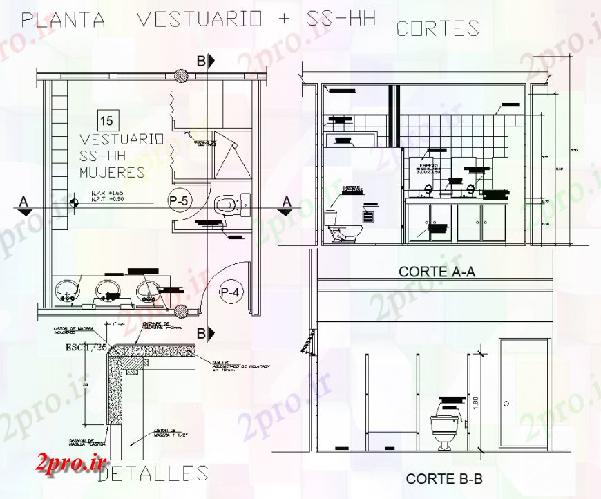 دانلود نقشه آشپزخانه توسعه حمام و آشپزخانه طراحی  (کد136249)
