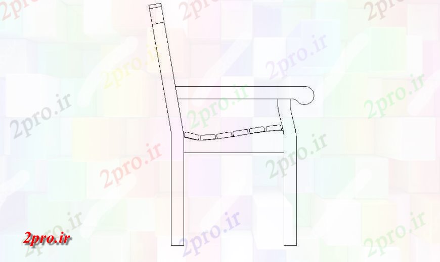 دانلود نقشه بلوک مبلمان صندلی چوبی نمای جانبی جزئیات (کد136253)