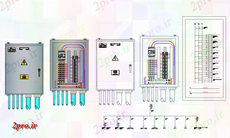 دانلود نقشه برق کشی ، اتصالات نمای با نمودار سیم کشی برق و الکترونیک کنترل الکتریکی طراحی  (کد136277)