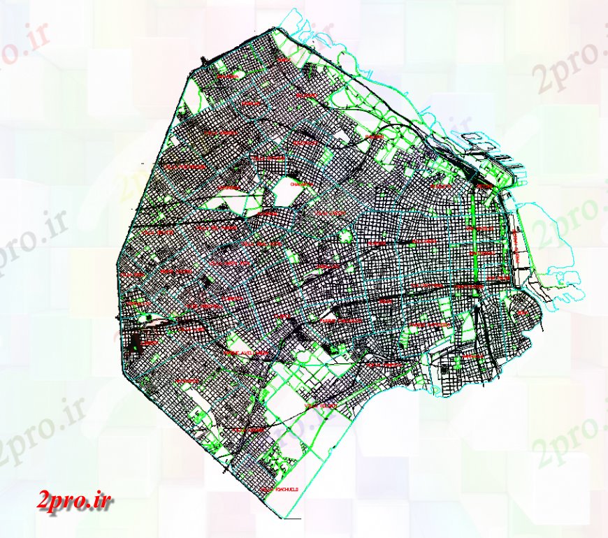 دانلود نقشه برنامه ریزی شهری نقشه با جزئیات منطقه شهرستان با طراحی شهری (کد136312)