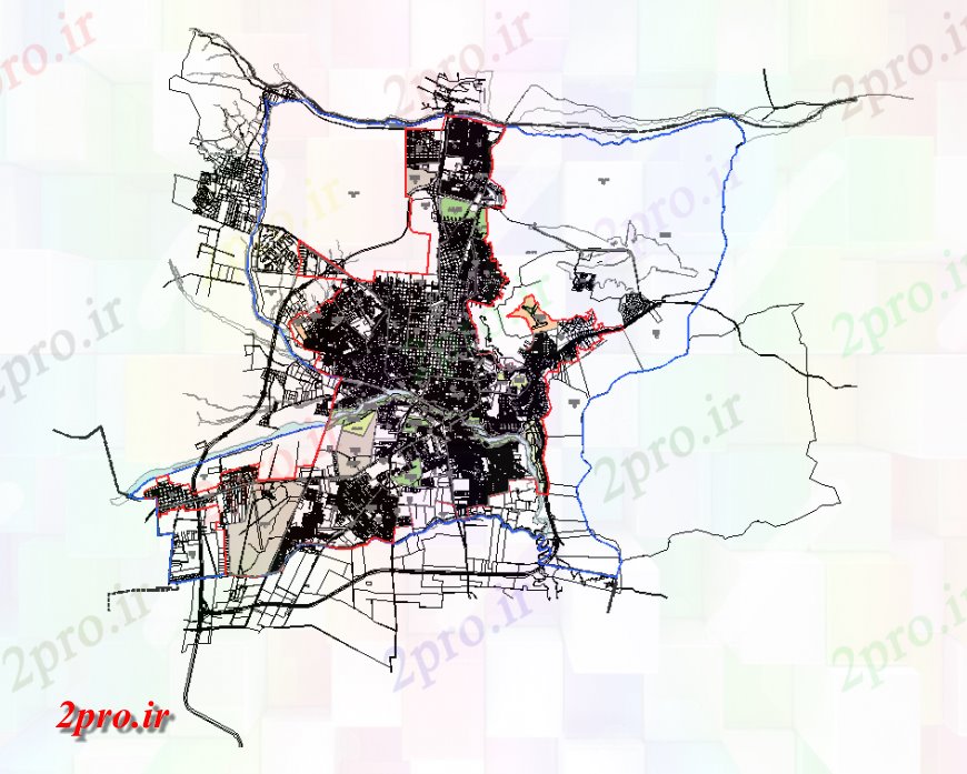 دانلود نقشه برنامه ریزی شهری نقشه طراحی معماری منطقه شهری (کد136321)