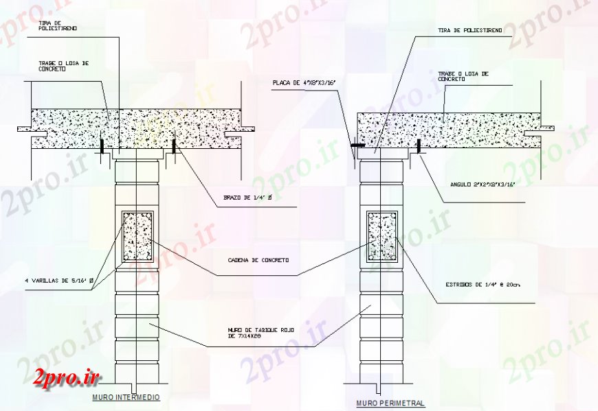 دانلود نقشه طراحی جزئیات ساختار دیوار پس از اتمام و بخش دیوار طراحی  (کد136327)