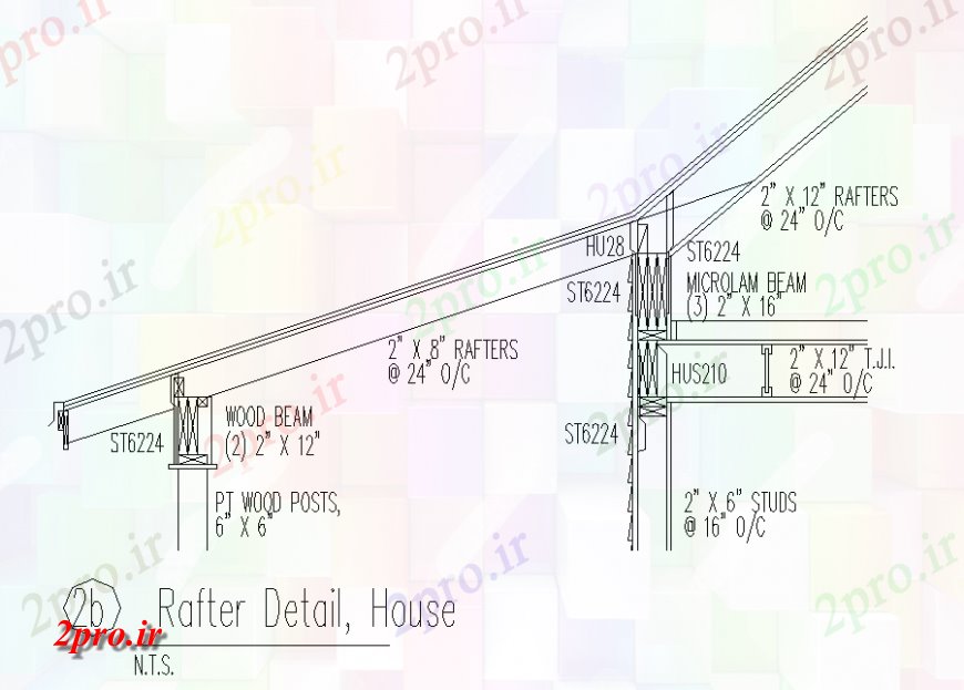 دانلود نقشه مسکونی  ، ویلایی ، آپارتمان  خانه سقف خرپا بخش جزئیات  (کد136336)