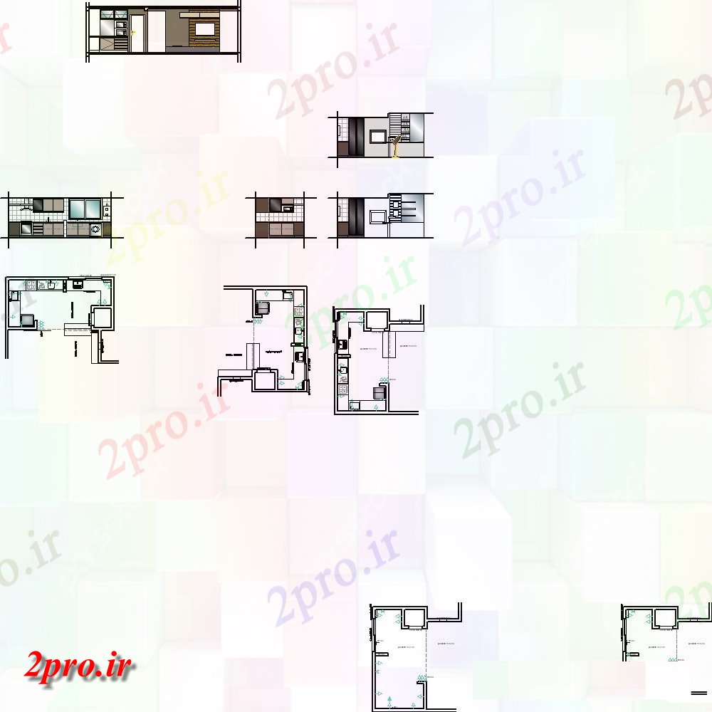 دانلود نقشه آشپزخانه آشپزخانه برای آپارتمان   طراحی  (کد136344)