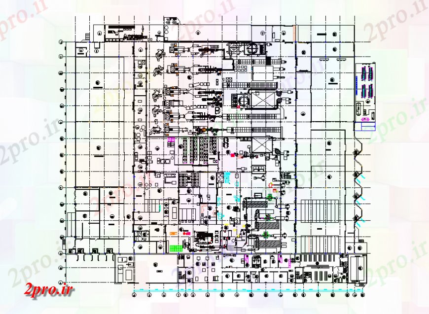 دانلود نقشه کارخانه صنعتی ، کارگاه کارخانه فرآوری ماهی جزئیات 105 در 125 متر (کد136397)