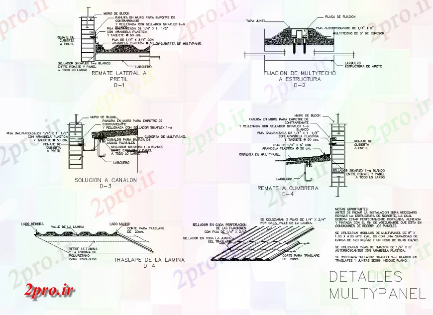 دانلود نقشه طراحی جزئیات ساختار ساختار پانل جزئیات طرحی مقطعی (کد136398)