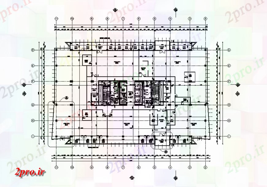 دانلود نقشه ساختمان اداری - تجاری - صنعتی طرحی معماری طرحی دفتر 34 در 57 متر (کد136410)