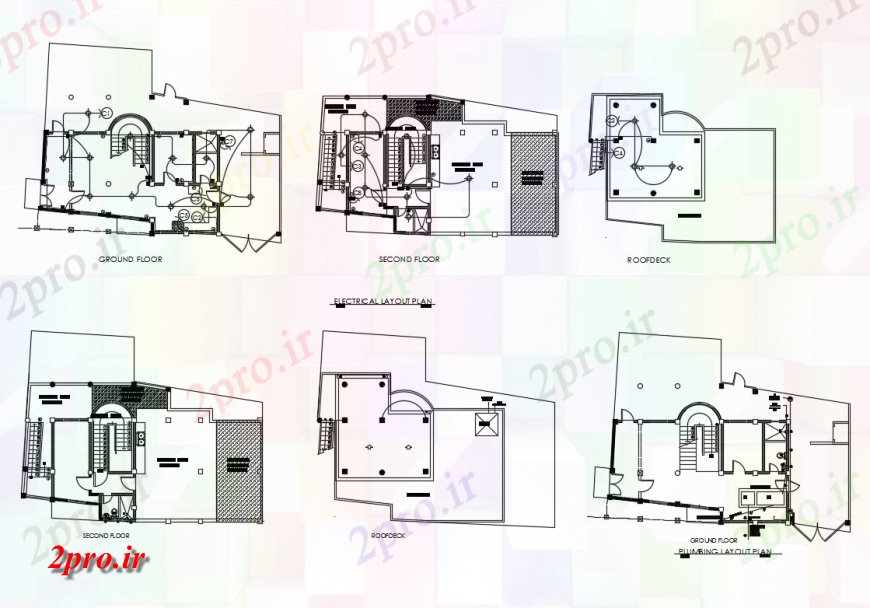 دانلود نقشه مسکونی  ، ویلایی ، آپارتمان  جزئیات طرحی طبقه طرحی با سقف عرشه، برق و لوله کشی طرحی جزئیات طرحی خانه (کد136418)