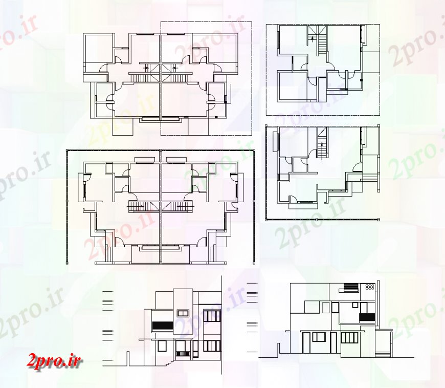 دانلود نقشه ساختمان اداری - تجاری - صنعتی طرحی ساختمان اداری دو بعدی جزئیات 36 در 65 متر (کد136421)