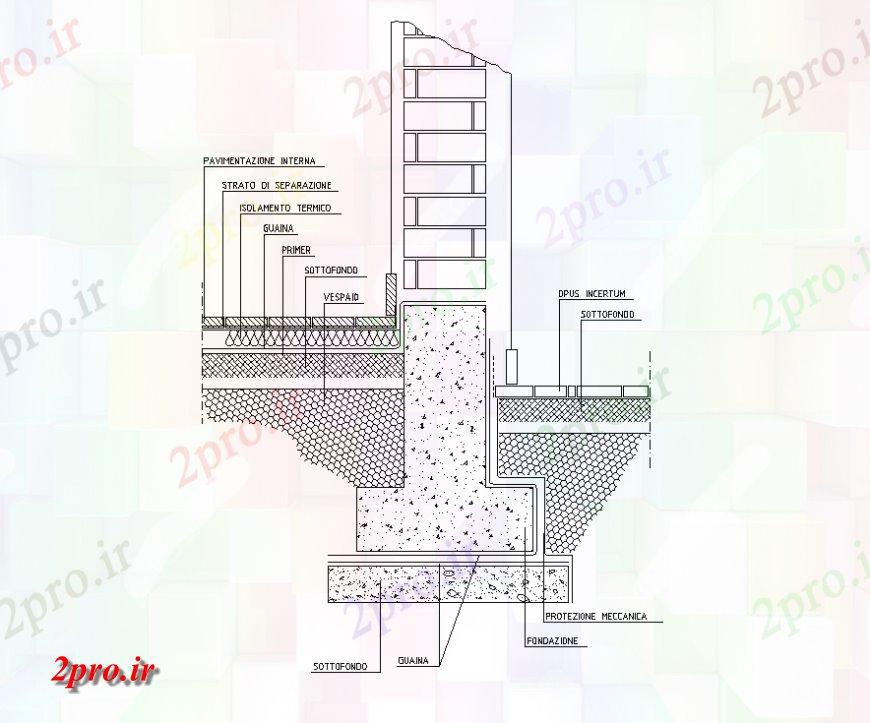 دانلود نقشه طراحی جزئیات ساختار بنیاد ساختار جزئیات  دو بعدی   (کد136424)