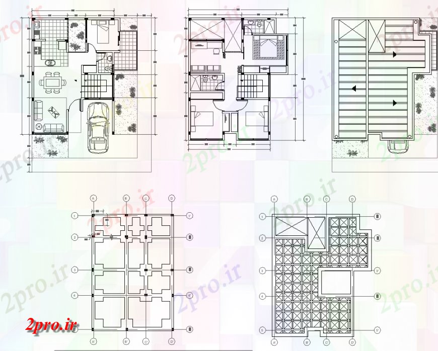 دانلود نقشه طراحی اتوکد پایه بنیاد به کار مبلمان طرحی خانه 8 در 10 متر (کد136443)