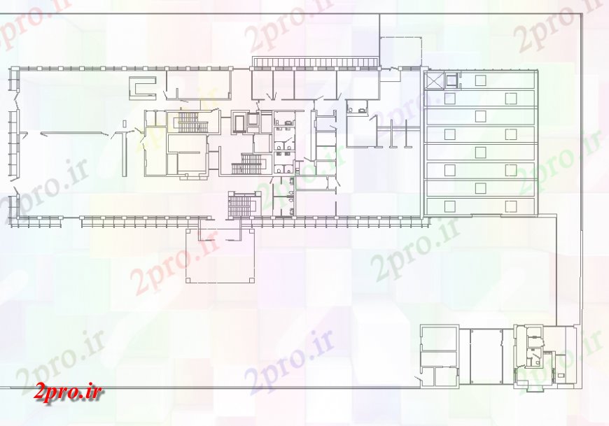 دانلود نقشه ساختمان اداری - تجاری - صنعتی طرحی خط ساختمان تجاری 20 در 40 متر (کد136472)