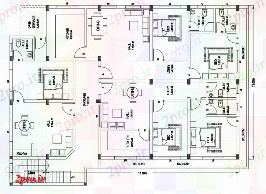 دانلود نقشه مسکونی  ، ویلایی ، آپارتمان  یک خانواده طرحی خانه طرحی  (کد136476)